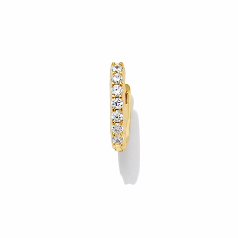 Addison Crystal Huggie Single Earring – Gold White Crystal Earrings