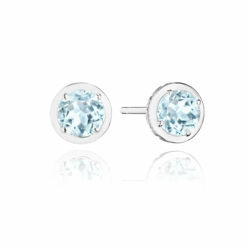 Allure Round Sky Blue Topaz Stud Earring, 1.4Ct Earrings