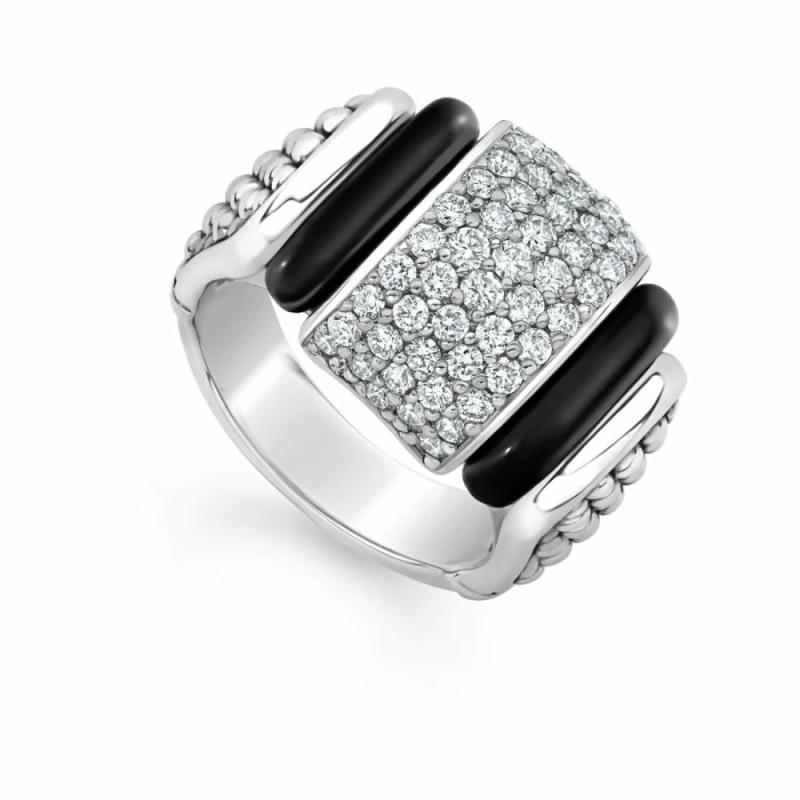 Black Caviar Diamond Ceramic Caviar Statement Ring Jewelry