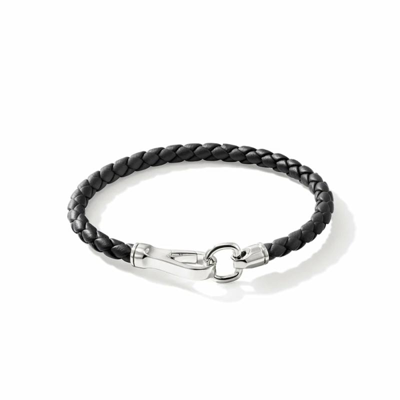 Black Leather Hook Clasp Bracelet Bracelets