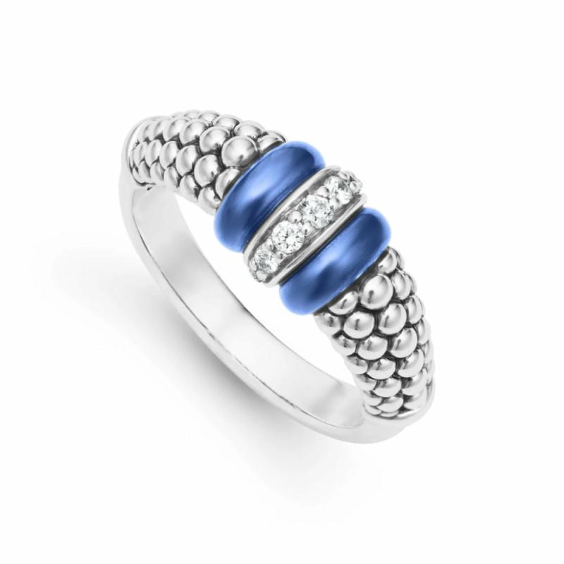 Blue Caviar Ceramic And Diamond Caviar Ring Jewelry