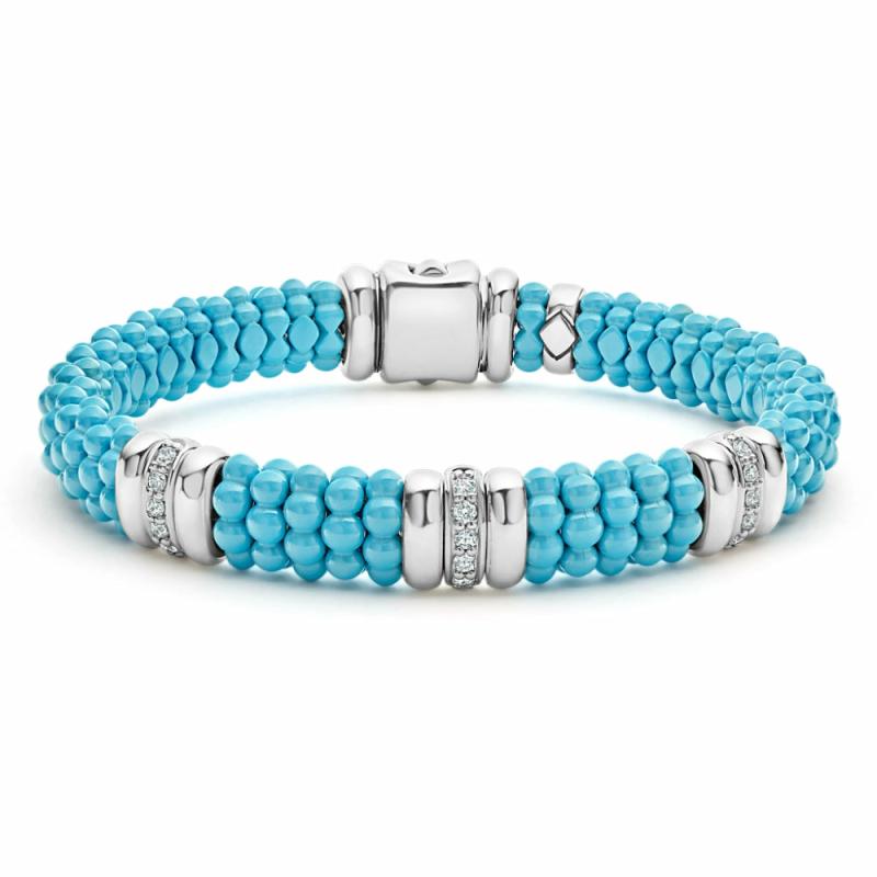 Blue Caviar Three Station Ceramic Diamond Bracelet Bracelets