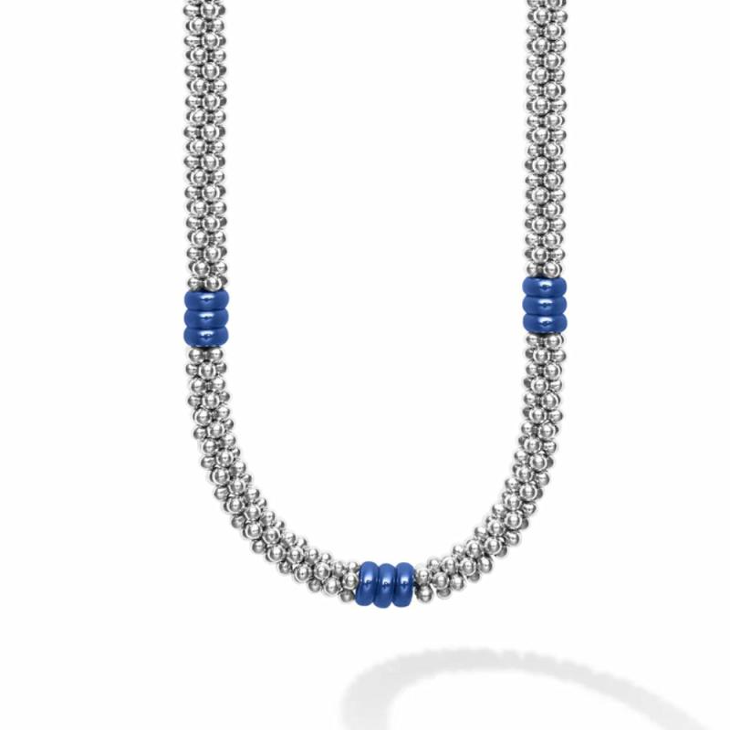 Blue Caviar Ultramarine Three Bead Station Necklace Jewelry