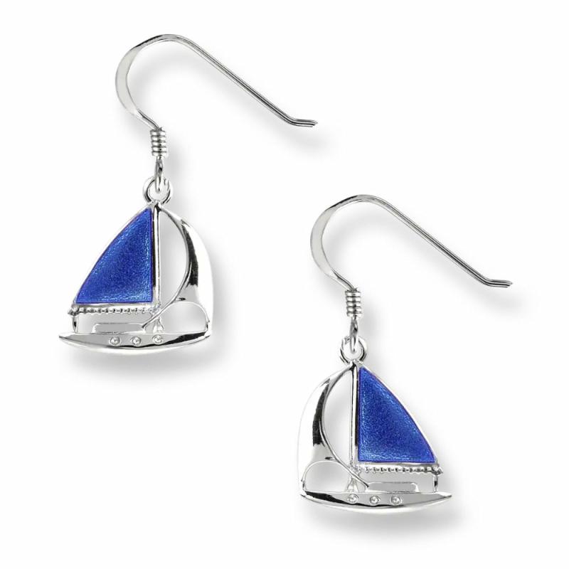 Blue Enamel Sailboat Earrings Earrings