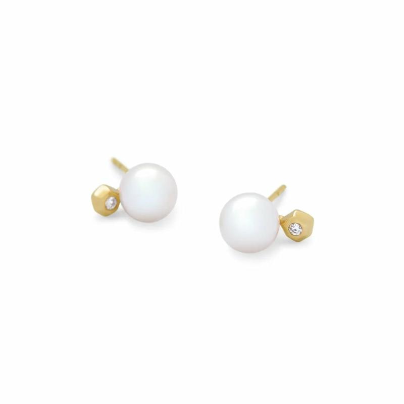 Cathleen 14K Yellow Gold Pearl Stud Earrings Earrings