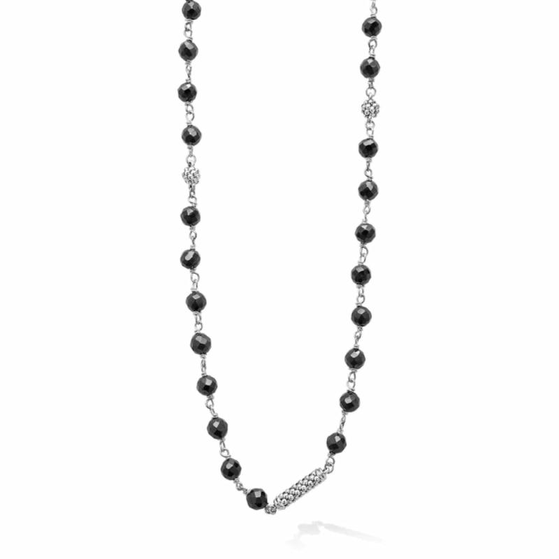 Caviar Icon Long Black Ceramic Beaded Necklace Jewelry