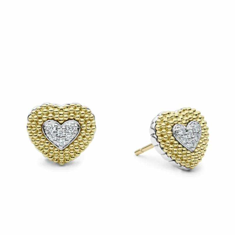 Caviar Lux Diamond Heart Stud Earrings Earrings