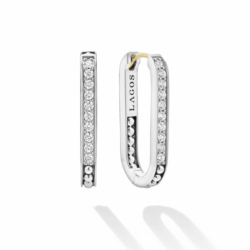 Caviar Spark Linear Diamond Hoop Earrings Earrings