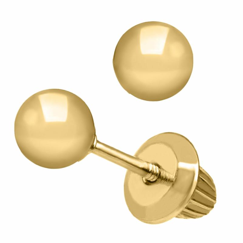 Children’s 14K Gold Ball Stud Earrings – 4Mm Children's Jewelry