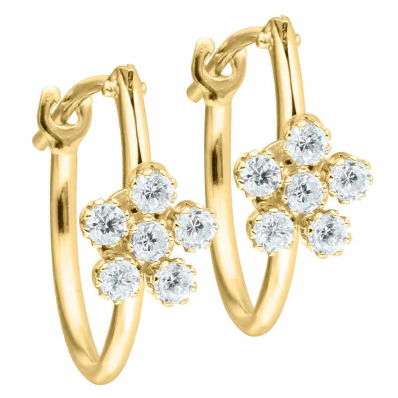 Children’s 14K Gold Petite Flower Cz Earrings Children's Jewelry