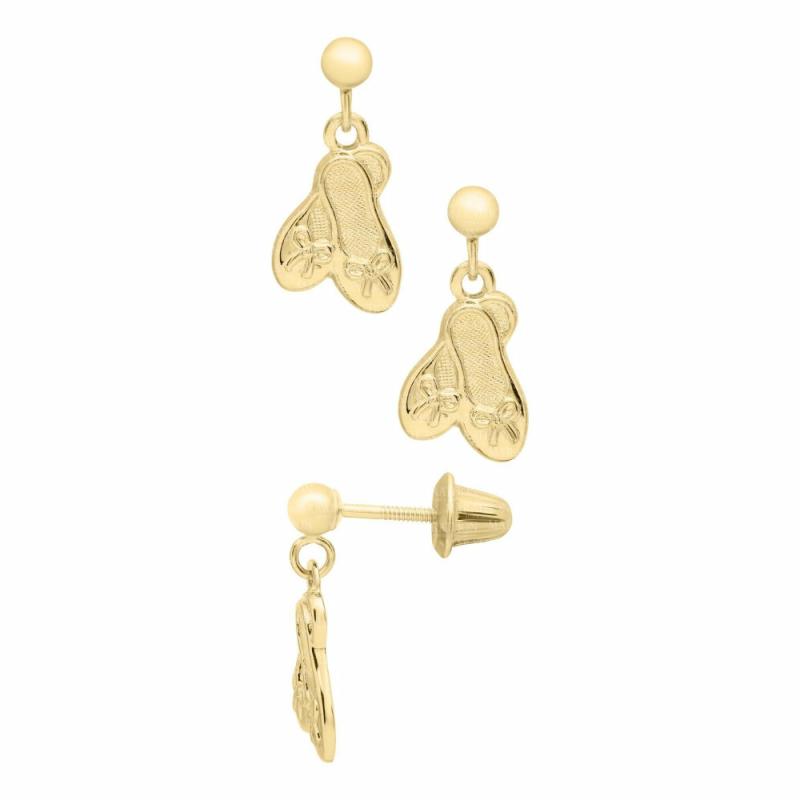 Children’s 14K Yellow Gold Ballet Shoes Earrings Children's Jewelry