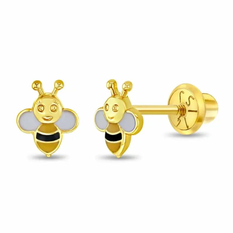 Children’s 14K Yellow Gold Honey Bee Stud Earrings Children's Jewelry