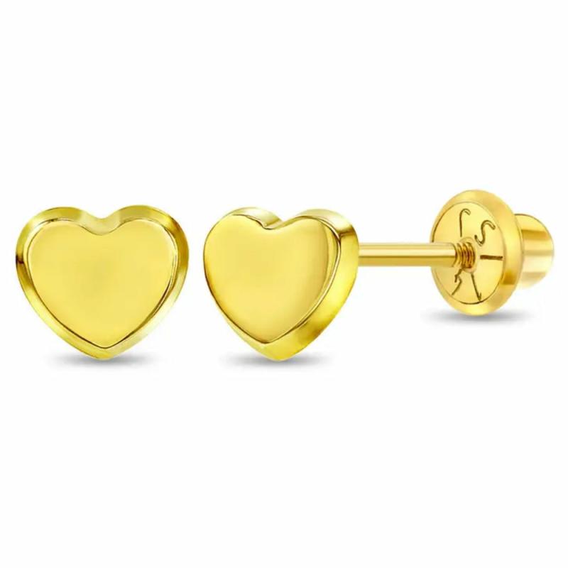 Children’s 14K Yellow Gold Polished Heart Stud Earrings Children's Jewelry