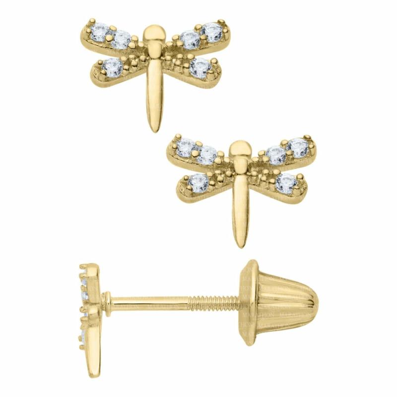 Children’s 14Y Gold Dragonfly Stud Earrings Children's Jewelry