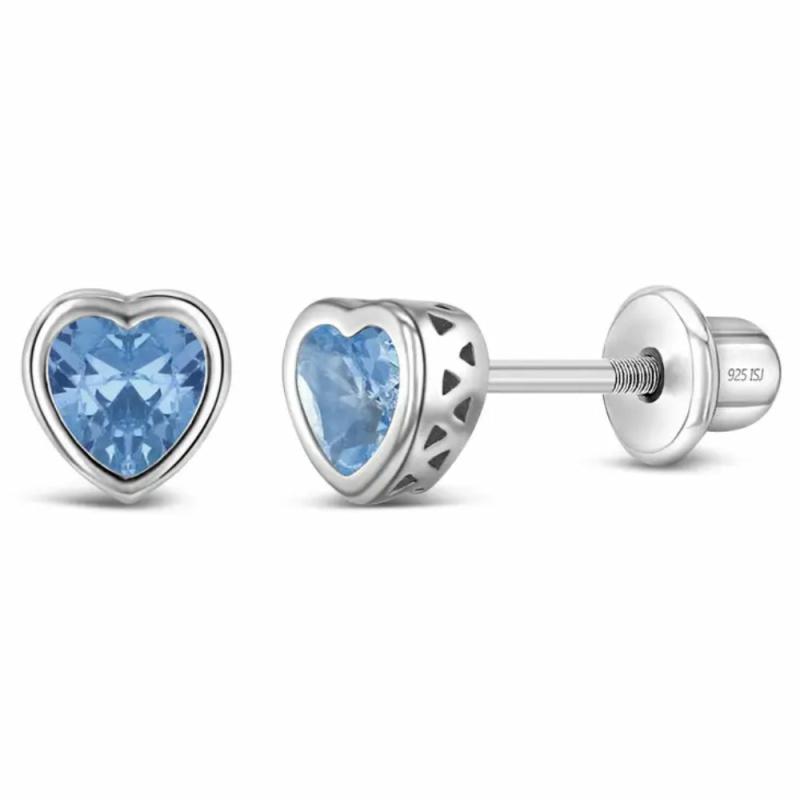 Children’s Classic Cz Birthstone Solitaire Earrings- March Jewelry