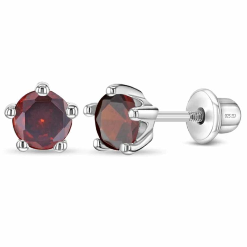 Children’s Classic Cz Birthstone Solitaire Earrings Children's Jewelry