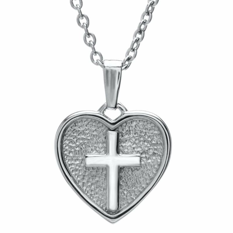 Children’s Heart Cross Necklace 15″ Chain Children's Jewelry