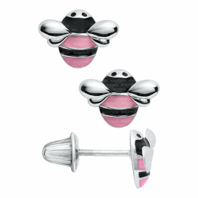 Children’s Pink And Black Bumblebee Earrings Children's Jewelry