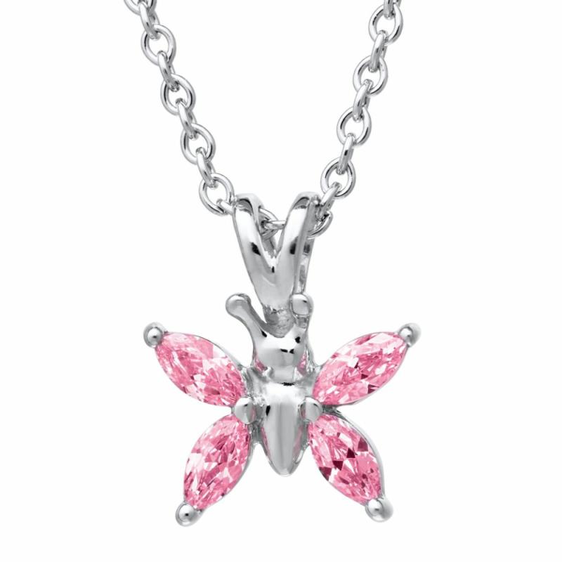 Children’s Pink Cz Butterfly Necklace Children's Jewelry