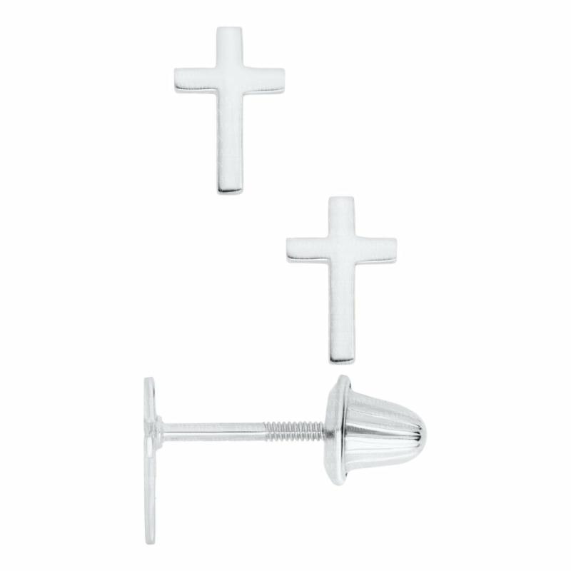 Children’s Silver Cross Stud Earrings Children's Jewelry