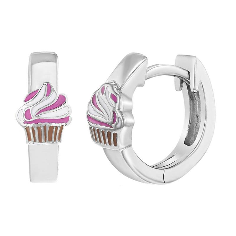 Children’s Silver Cupcake Hoop Earrings Children's Jewelry