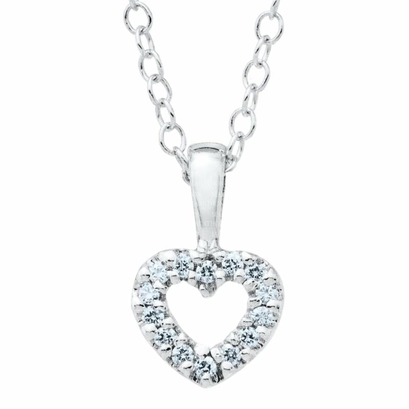 Children’s Silver Open Heart Cz Pendant Children's Jewelry