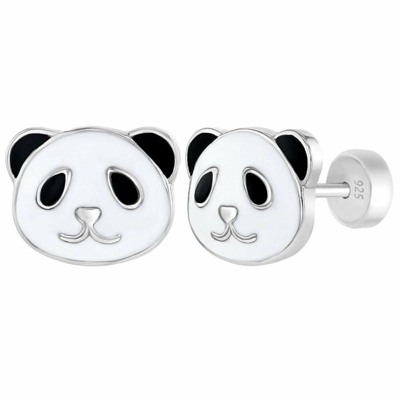 Children’s Silver Panda Enamel Stud Earrings Earrings