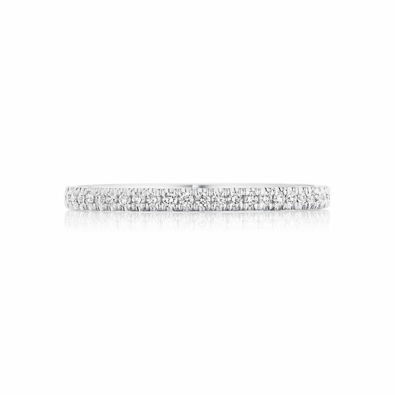 Coastal Crescent French Pave Diamond Wedding Band Jewelry