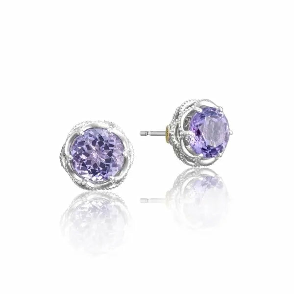 Crescent Crown Gemstone Studs Earrings