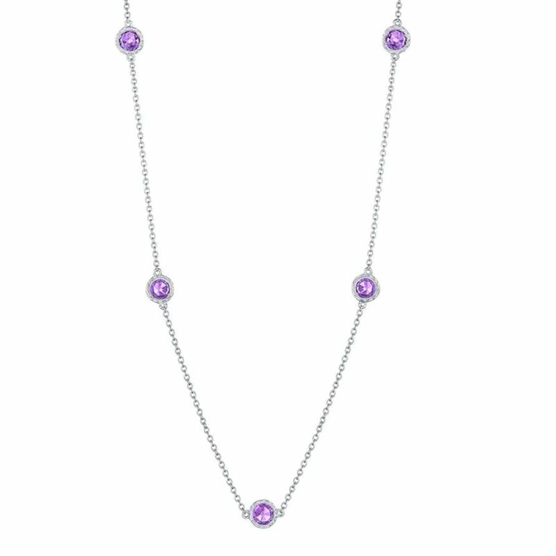 Crescent Embrace 5 Station Necklace In Amethyst Jewelry