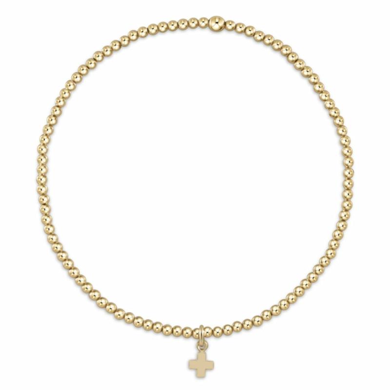 Egirl Classic Gold 2Mm Bead Bracelet – Signature Cross Small Gold Charm Bracelets