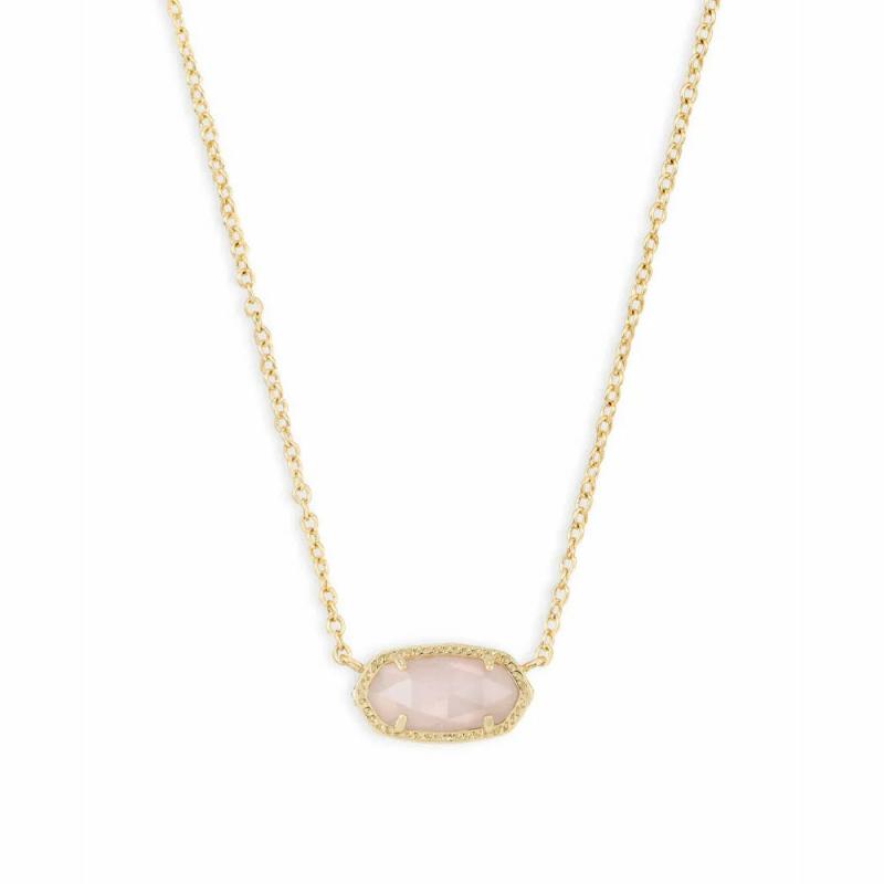 Elisa Gold Pendant Necklace In Rose Quartz Jewelry