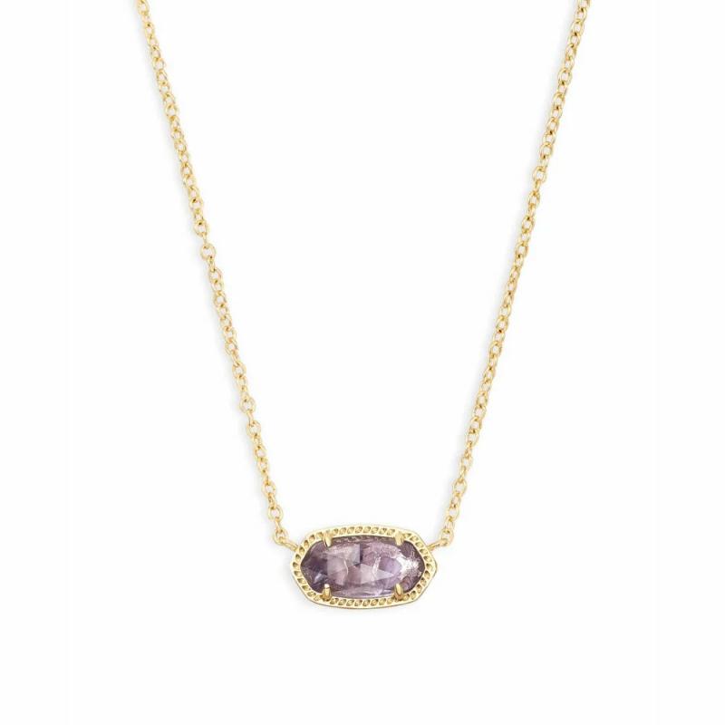 Elisa Gold Short Pendant Necklace In Purple Amethyst Jewelry