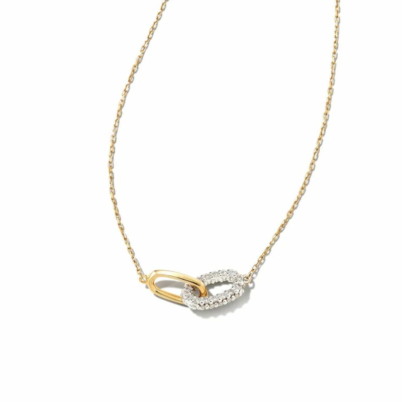 Elisa Interlocking Pendant Necklace In White Diamond Jewelry