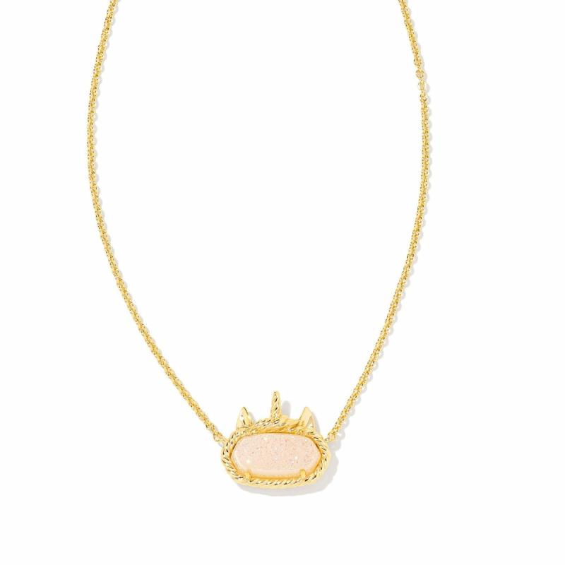 Elisa Unicorn Gold Short Pendant Necklace In Iridescent Drusy Jewelry