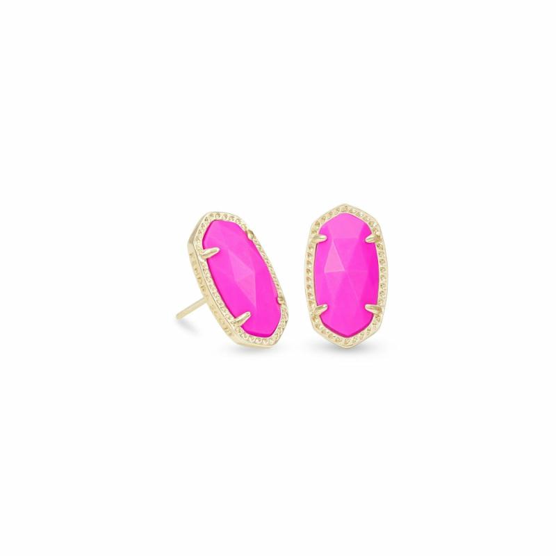 Ellie Gold Stud Earrings In Magenta Earrings