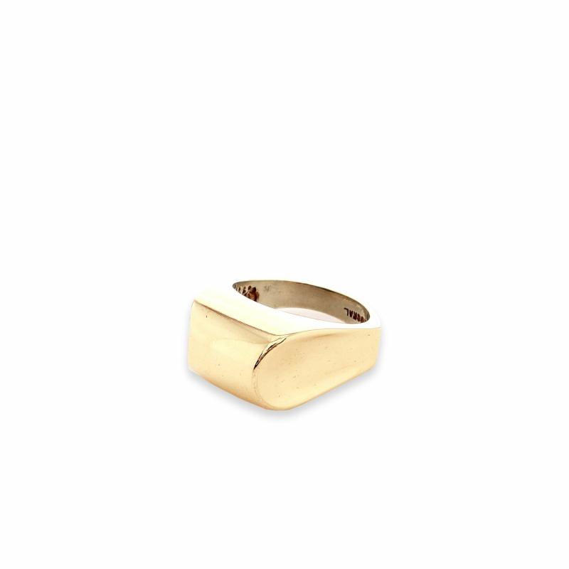 Estate 14K Yellow Gold High Polished Top With Concave Sides Ring Jewelry