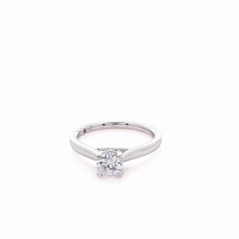 Estate A Jaffe 18 Karat White Gold Solitaire Cubic Zirconium And Diamond Under Gallery Ring Jewelry