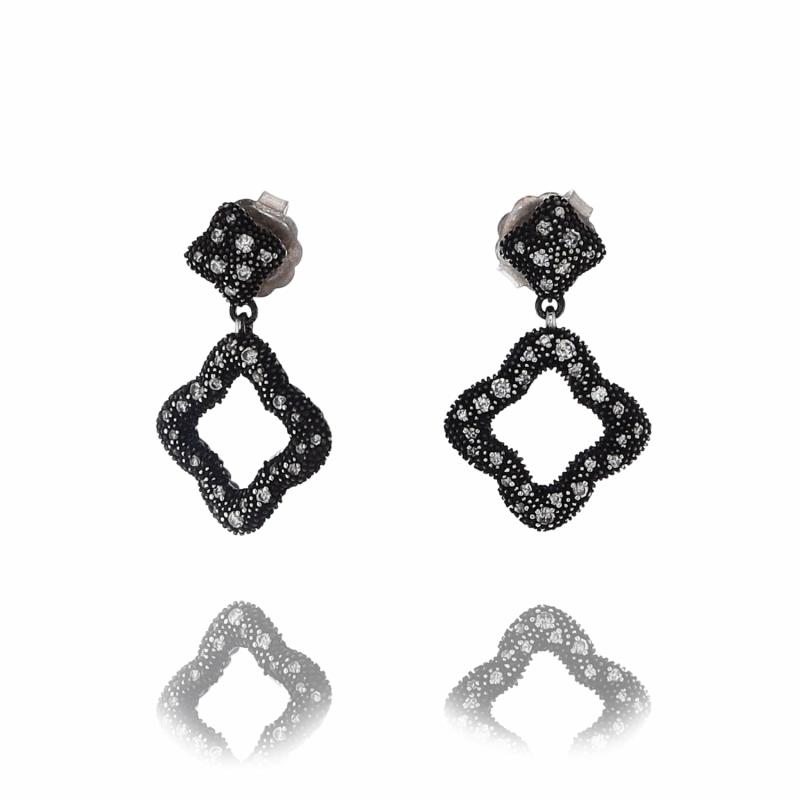 Estate David Yurman Diamond Midnight Melange Double Quadrefoil Diamond Dangle Earrings Earrings