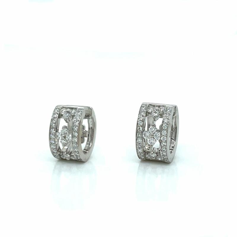 Estate Kwiat 18K White Gold Diamond Huggie Earrings Earrings