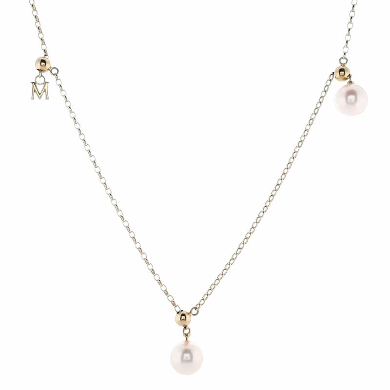 Estate Mikimoto 18 Karat Yellow Gold Akoya Pearl Necklace Jewelry