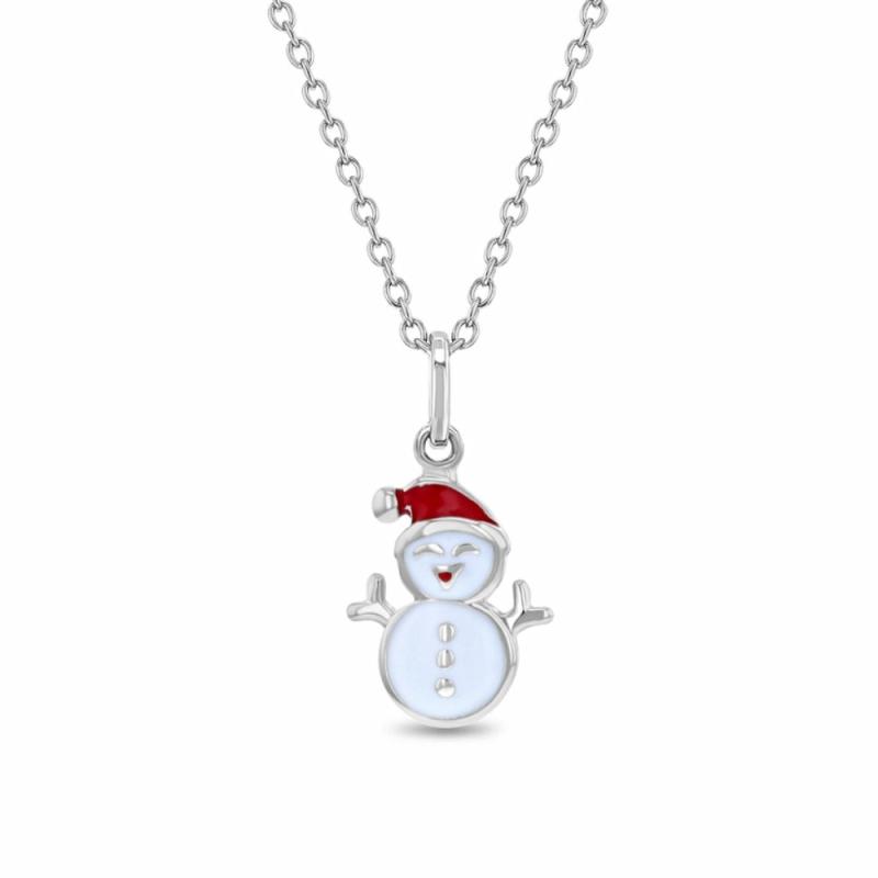 Girls Christmas Snowman Pendent Necklace Children's Jewelry