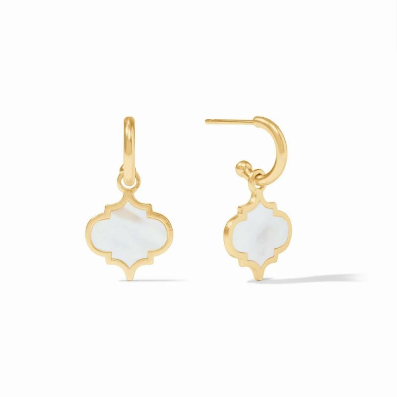 Helene Inlay Hoop & Charm Earring – Mother Of Pearl Earrings