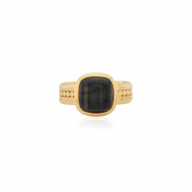 Hypersthene Cushion Cocktail Ring – Gold Jewelry