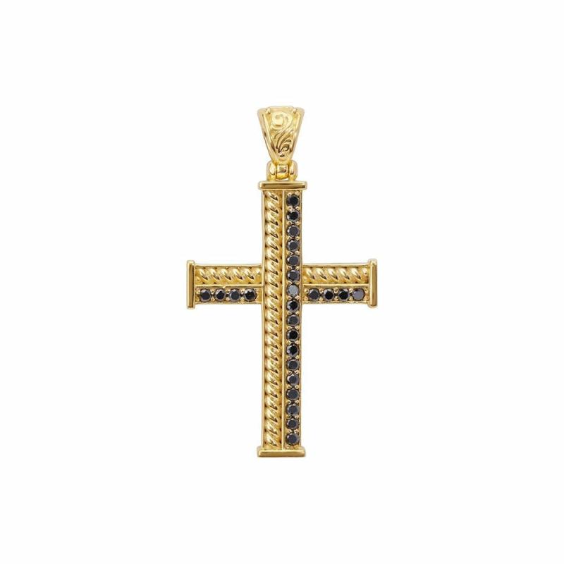 Kavafi 18Kt Black Diamond Cross Pendant Jewelry