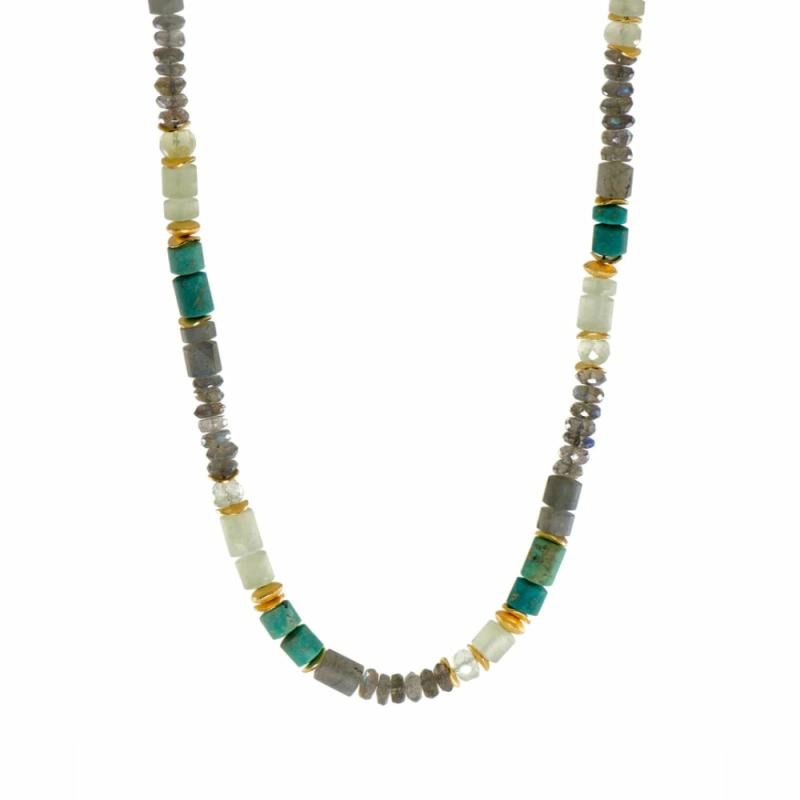 Labradorite, Chrysocolla & Prehnite Necklace Jewelry