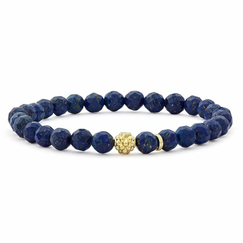 Lapis Gold Station Bead Bracelet Bracelets