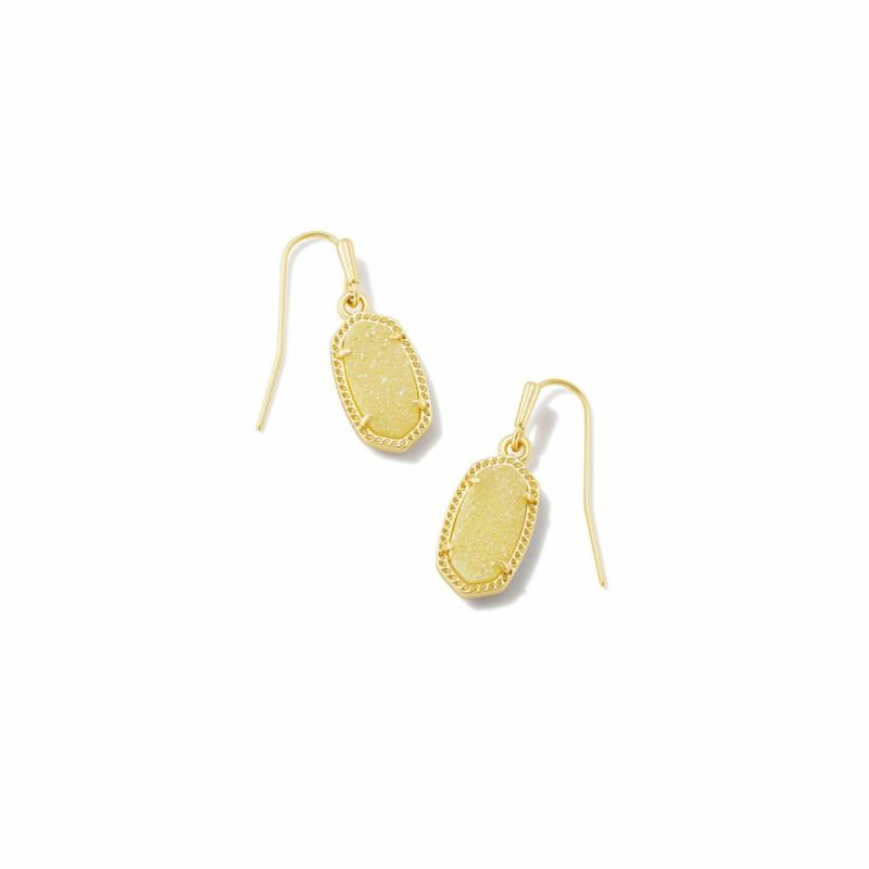 Lee Gold Drop Earrings In Light Yellow Drusy Earrings