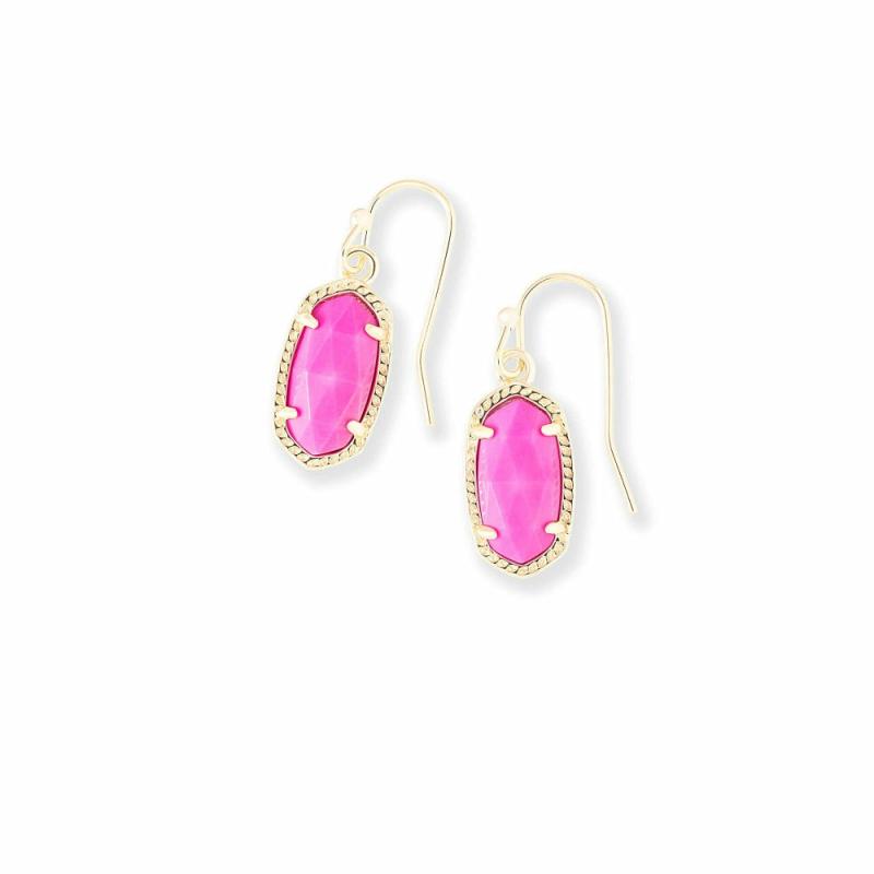 Lee Gold Drop Earrings In Magenta Earrings