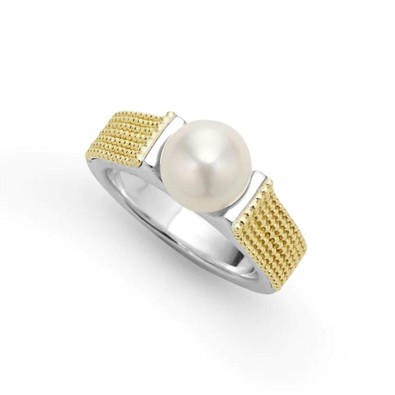 Luna Two-Tone Caviar Pearl Ring Jewelry